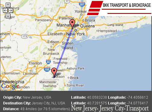 what is the distance from new york to new jersey